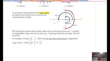AP Calculus AB| 3-5 Inverse Trigonometry Review