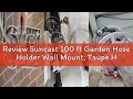 Review Suncast 100 ft Garden Hose Holder Wall Mount, Taupe Heavy-Duty Wall Mounted Water Hose Reel f