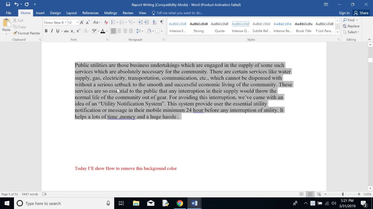 how to remove all text formatting in word simultaneously