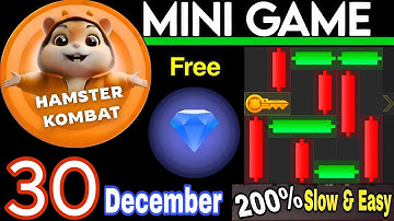 30 December 💎🔑🐹 Puzzle Trick: P2E Hamster Kombat key MiniGame Solved, slow step by step! 🎮