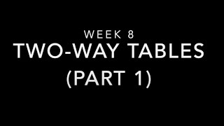 Week 8 - Two-Way Tables (Part 1)