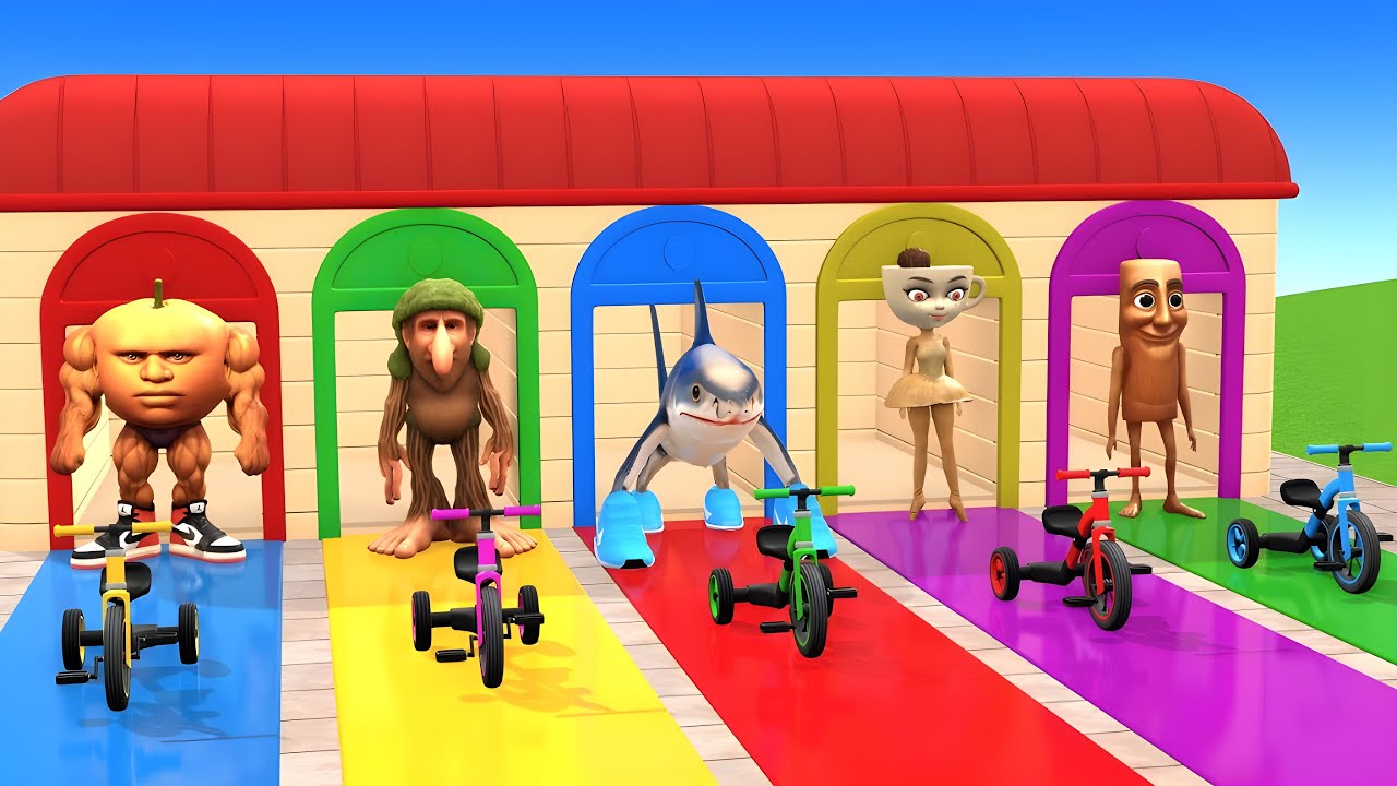 Long Slide Game with Cow Elephant Gorilla Hippopotamus Tiger 3d Animal Game Funny 3d Animals