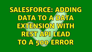 Salesforce: Adding data to a data extension with REST API lead to a 500 error (4 Solutions!!)