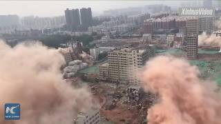 36 buildings are demolished in about 20 seconds, with 2.5 tons of
dynamite, zhengzhou, capital city china's henan province.