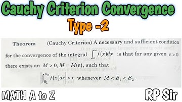 Cauchy Criterion of Convergence of Improper Integral having infinite range of integration