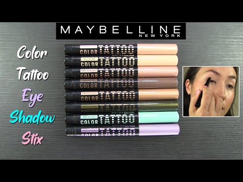 Maybelline Color Tattoo Eye Shadow Stix // SWATCHES & REVIEW - YouTube