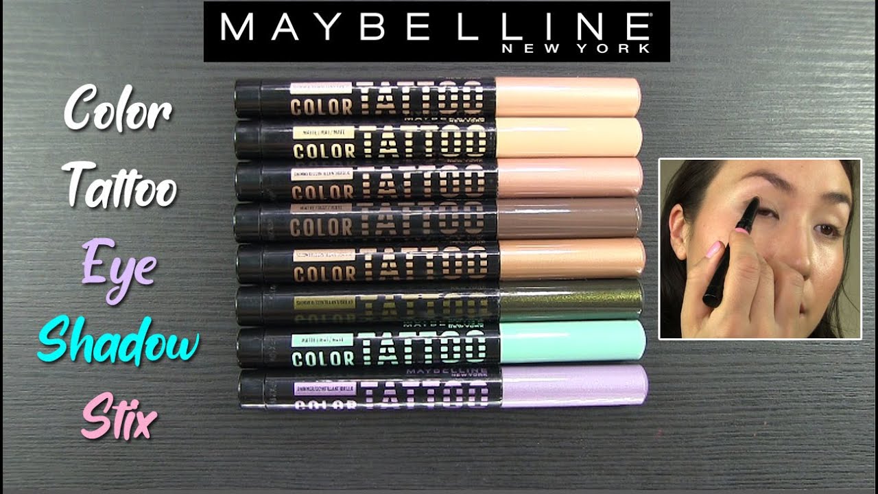 Maybelline Color Tattoo Eye Shadow Stix // SWATCHES & REVIEW - YouTube