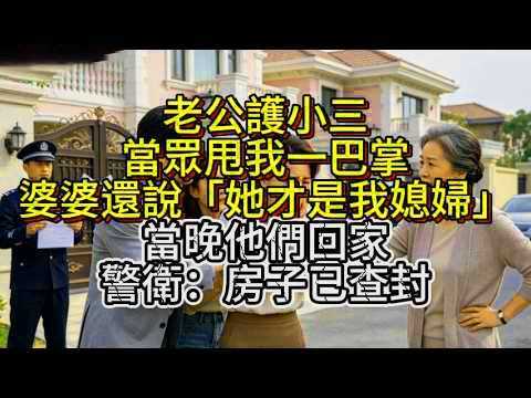 老公護小三，當眾甩我一巴掌，婆婆還說「她才是我媳婦」！當晚他們回家，警衛：房子已查封#離婚官司 #婚姻故事 #婆媳問題