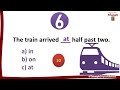 Prepositions of time (In, on, at) | Grammar test | English quiz