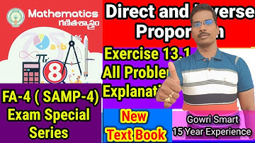 8th Class Maths(2024-25) New Syllabus|| Chapter-13||Direct and Inverse Proportion|| Exercise 13.1