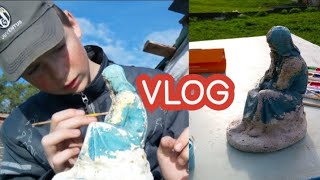 VLOG Сижу на свежем воздухе и раскрашиваю статуэтку из сказки под шум птиц