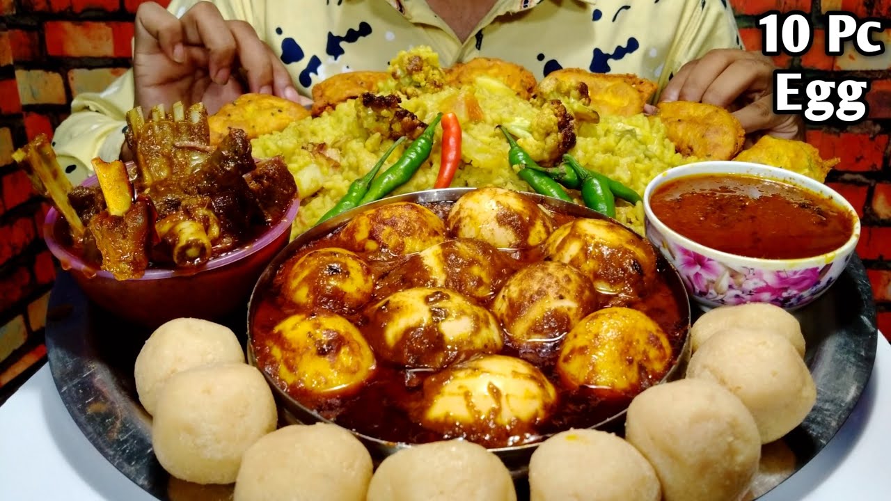 Mutton Bhuna, Oily Egg Curry, Khichdi, Pakora, Spicy Curry, Sweet Mukbang | Mutton Curry Eating