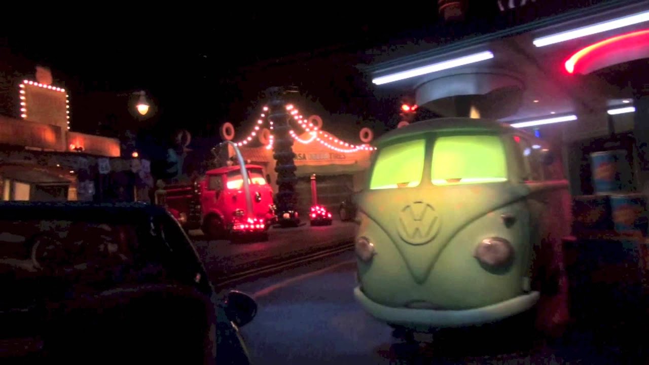 Disneyland Radiator Springs Racers Nighttime Run Luigi and Ramone's