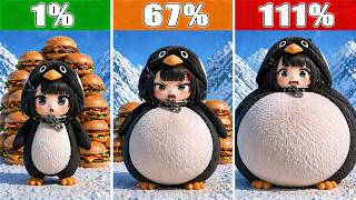 Minecraft Build BUT GUGUGAGA PENGUIN BECOMING FATTER 🍔