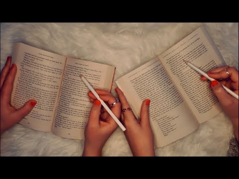 ASMR TWIN INAUDIBLE READING (clicky whispers, word tracing, page turning, layered sounds)