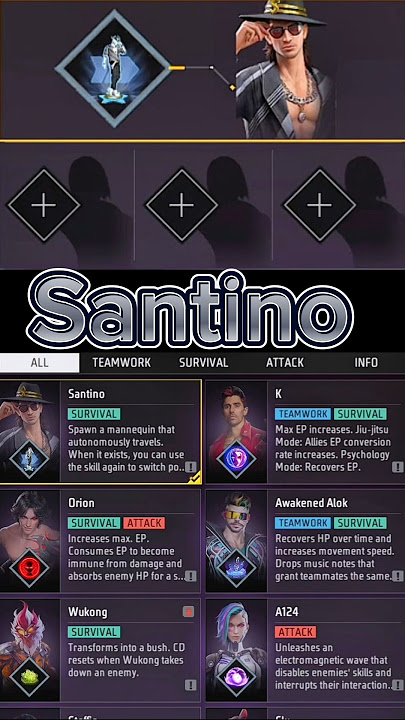 SANTINO ( BEST ) SKILL COMBINATION || FREE FIRE POWERFUL COMBO 2025