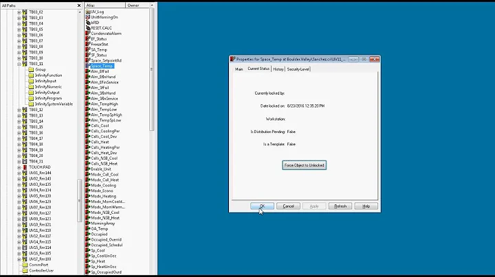 Andover Continuum - Unlocking a locked/grayed out Object