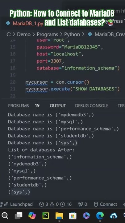 Python: How to Connect to MariaDB and List databases? 📚 - YouTube