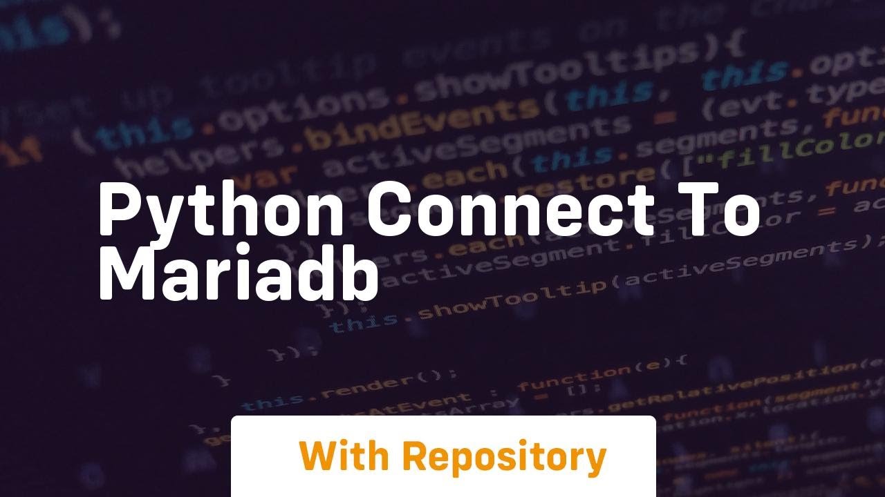 python connect to mariadb - YouTube