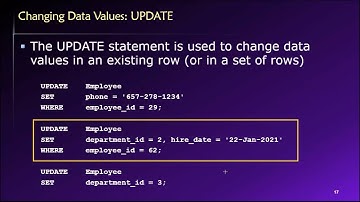 Topic 03, Part 07 - Modifying Data using the SQL UPDATE Statement