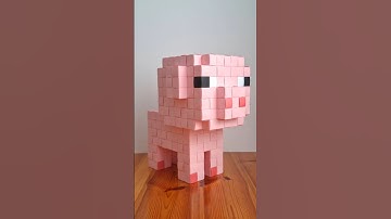 How I build minecraft pig using paper  | origami tutorial #origami #papercraft #minecraft #pig #diy
