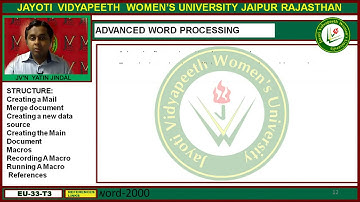 Jayoti Vidyapeeth - Faculty of Engineering and Technology - Advanced Word Processing