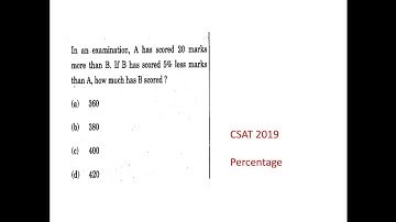 CSAT 2019 IAS prelims/In an examinations, A has scored 20 marks more than B. If B has scored 5% less