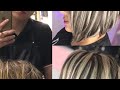 Mechas en cabello corto y canoso con desgaste en puntas