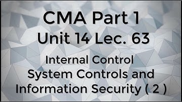 CMA Part 1 Unit 14 Lec.  63  Internal Controls System Controls and Information security 2