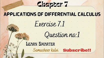 12th Maths | Chapter 7 | Exercise 7.1 Q.no 1 | Learn Smarter | Samacheer Kalvi | Presented By Varsha