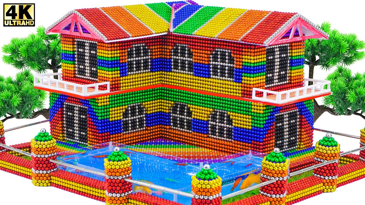 Challenge To Build A Beautiful Mansion Swimming Pool  From Magnetic Balls | ASMR Videos