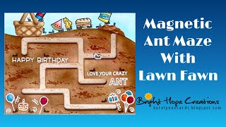 Magnetic Ant Maze Interactive Card with Lawn Fawn's Crazy Antics and Slide On Over Maze