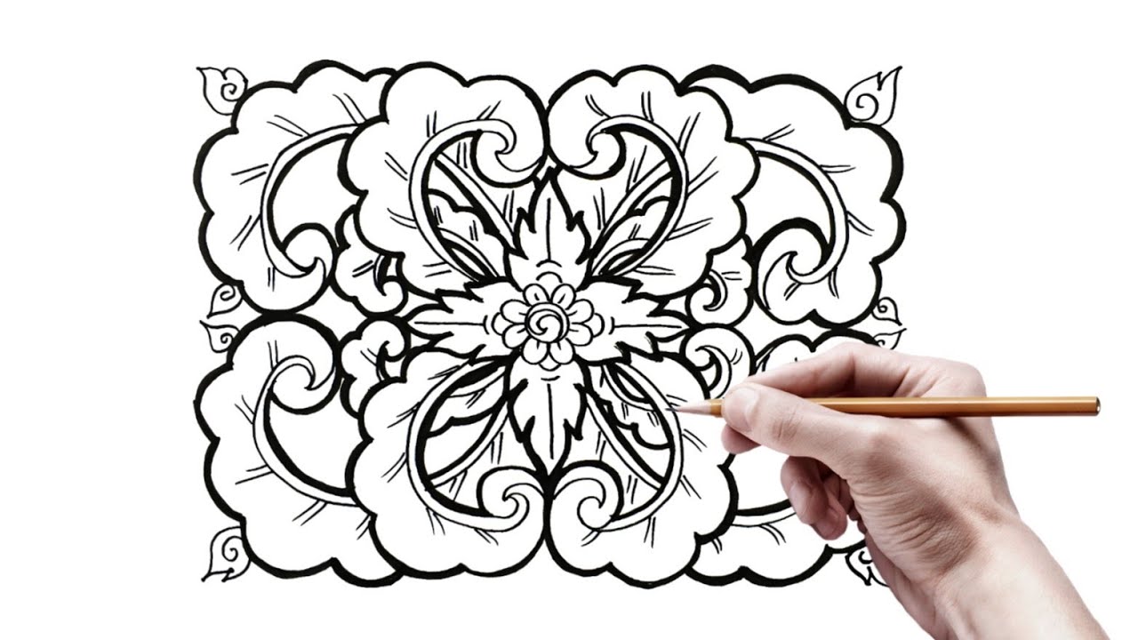 Menggambar Ragam Hias Flora Ornamen Kayu Desain Batik Youtube