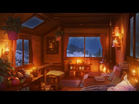 Rain Sounds on Window - Relaxing Gentle Heavy Rain Sounds with Fireplace for 8 Hours