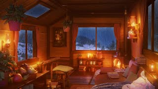 Rain Sounds on Window  Relaxing Gentle Heavy Rain Sounds with Fireplace for 8 Hours