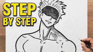 Step-by-Step Gojo Satoru Drawing Tutorial | How to Draw Anime Step-by-Step | Easy for Beginners