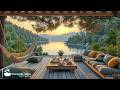 Slow Cafe Jazz Smooth Instrumental Jazz In Calm Rooftop Balcony With Peaceful Lake View For Rel 