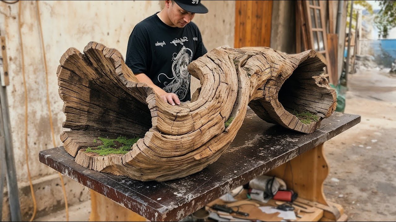 Turning a Naturally Curved Wood Slab into a One-of-a-Kind Table - YouTube