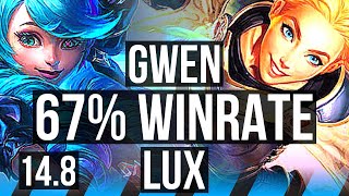 GWEN vs LUX (MID) | 10/1/6, 67% winrate, Legendary | EUW Master | 14.8