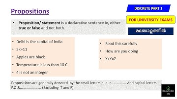 Propositions| Propositional Logic | Discrete Mathematics in Malayalam| Part 1