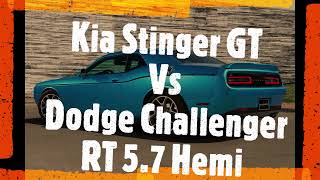 Kia Stinger GT vs  Dodge Challenger RT Hemi 1\/4 Mile Drag Race