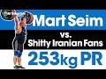 Mart seim vs shitty iranian fans 253kg clean  jerk pr with 240fps super slow motion