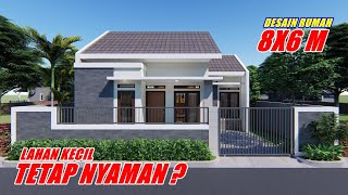 DESAIN RUMAH 8X6 M DENGAN 2 KAMAR TIDUR
