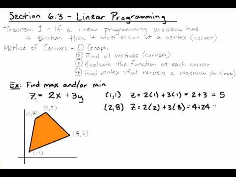 6.3 Finding Max/Min for Linear Programming - YouTube