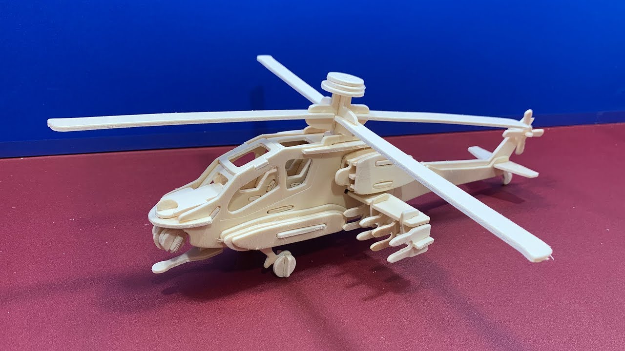 SeaLand DIY 3D Woodcraft Construction Kit Apache YouTube