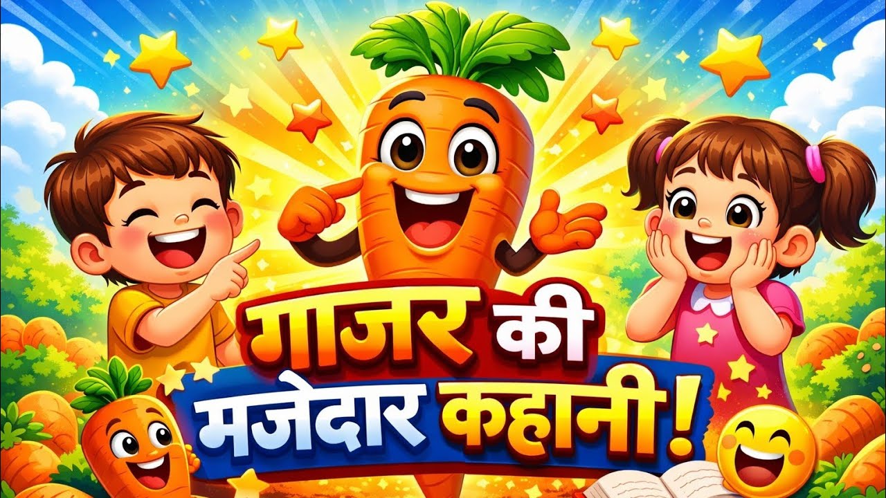 🥕 गाजर की मजेदार कहानी! 😍ऐसी कहानी जो बच्चों को हंसा भी दे और सिखा भी दे!पूरा वीडियो जरूर देखें 😄🔥