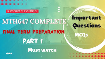 Mth647 final term Preperation Part 1 || Important Questions & MCQs ||Virtual University #Learntonote