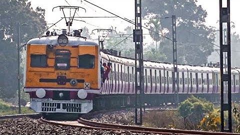 Conventional Electric Multiple Unit Train Speeding on Huge Sharp Curve | Eastern Railways EMU Trains