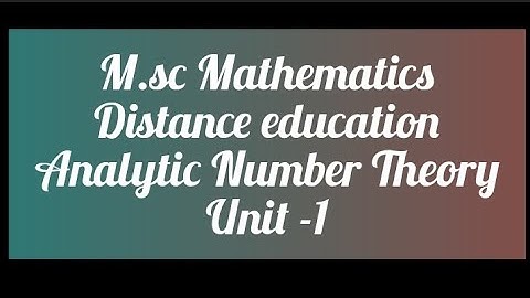 TN M.sc Mathematics | Distance education | Analytic Number Theory | Unit -1