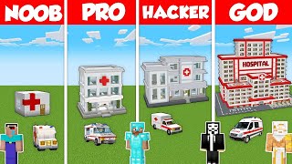 HOSPITAL CLINIC BASE BUILD CHALLENGE - Minecraft Battle: NOOB vs PRO vs HACKER vs GOD / Animation